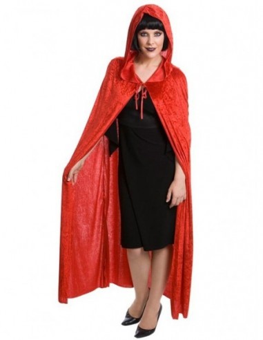 Cape Adult Velvet With Hood Red