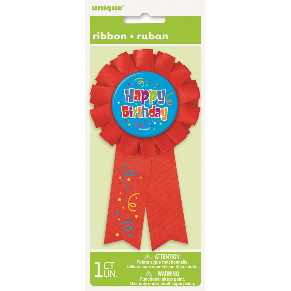 Badge Rosette Happy Birthday Red