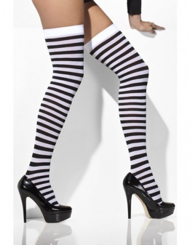 Tights Striped Black and White Band Opaq