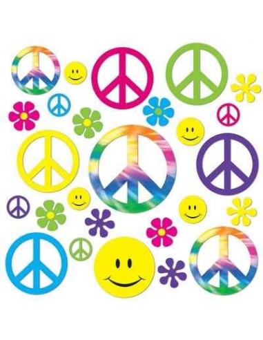 Cutout Retro 60's Peace Smiley Flowe