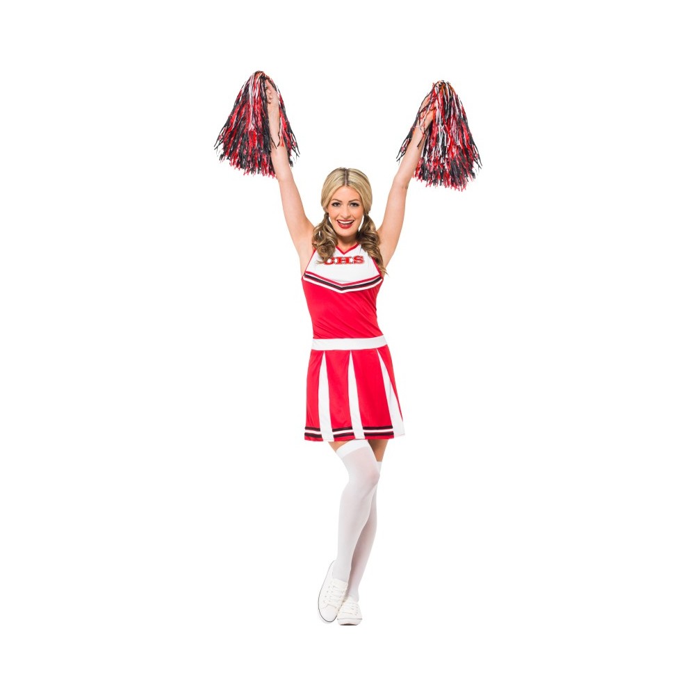 Black & Red Cheerleader Costume for Adults